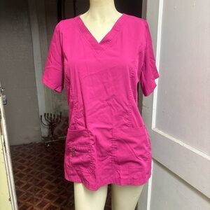 Fuchsia V-Neck Short Sleeve Tee